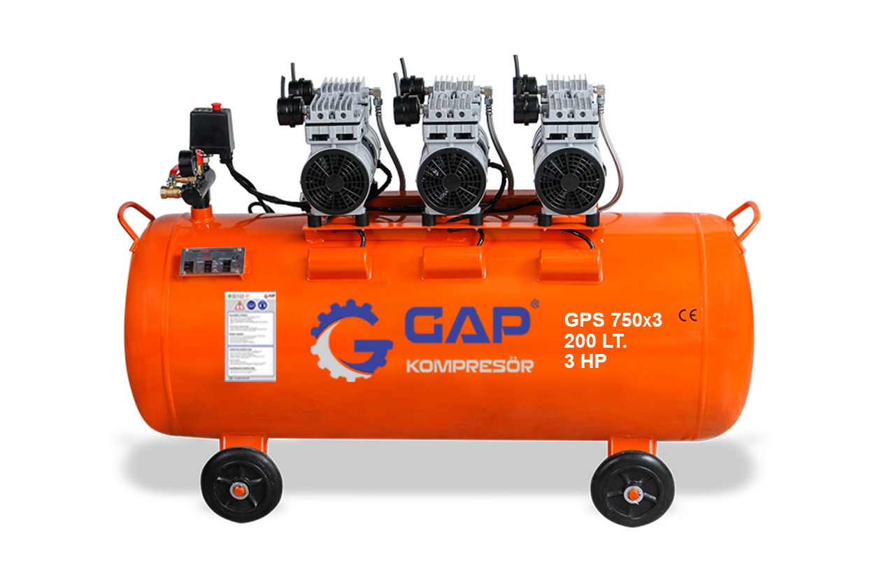 GPS 750x3/200 | 200 lt Silent and Oil-Free Air Compressor