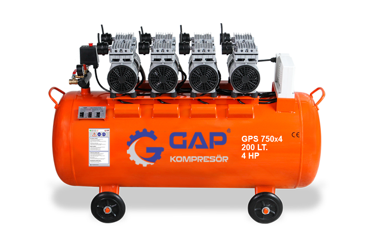 GPS 750x4 | 200 lt Silent and Oil-Free Air Compressor